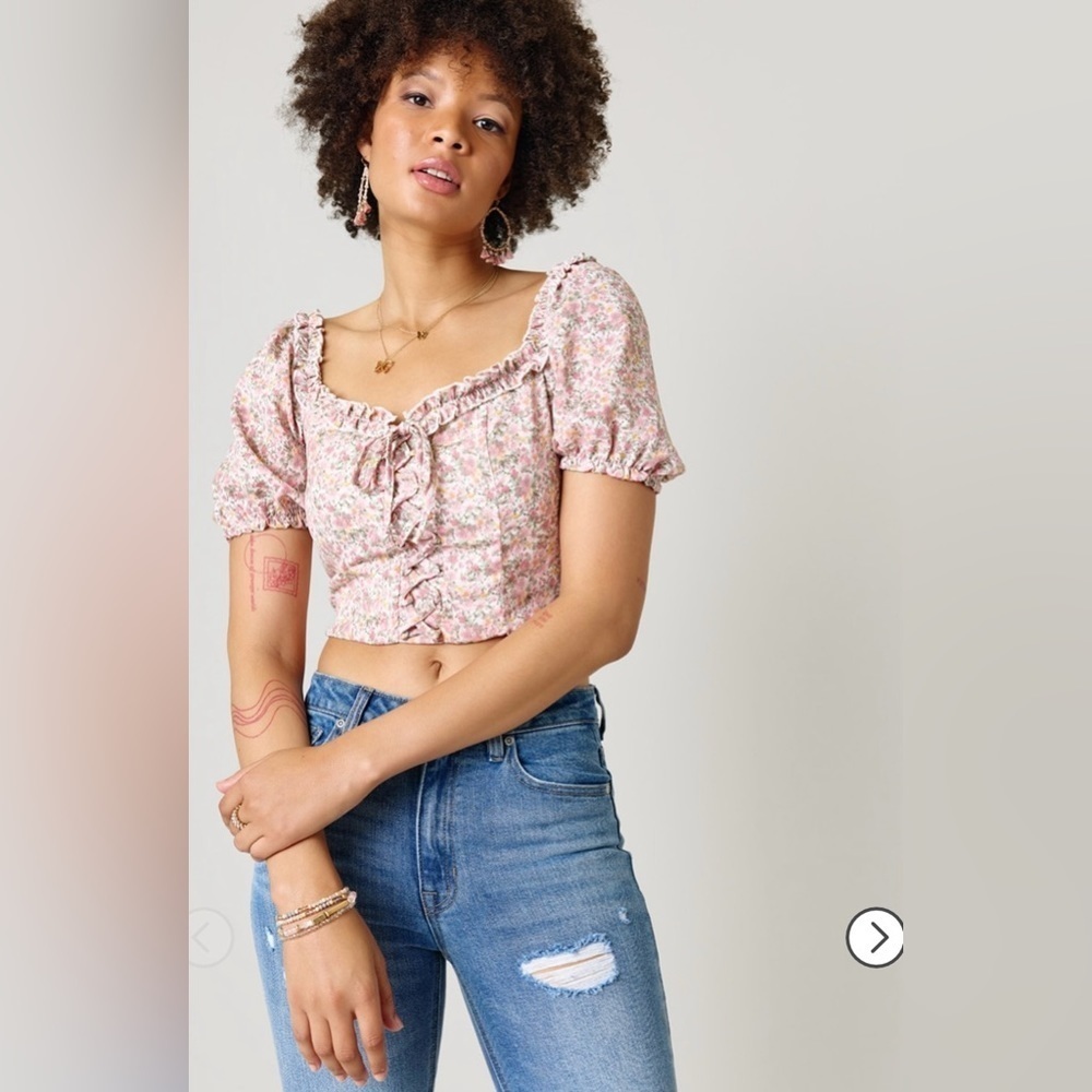 Altar'd State Floral Milkmaid Blouse